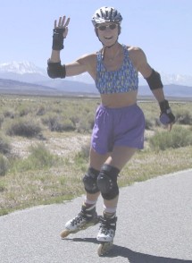 Liz skating near Mammoth, CA