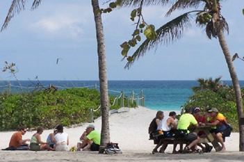 Shoreline picnic for hungry skaters