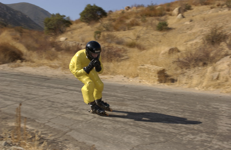 George Merkert, US National Inline Downhill Champion, sets up a 45mph turn.